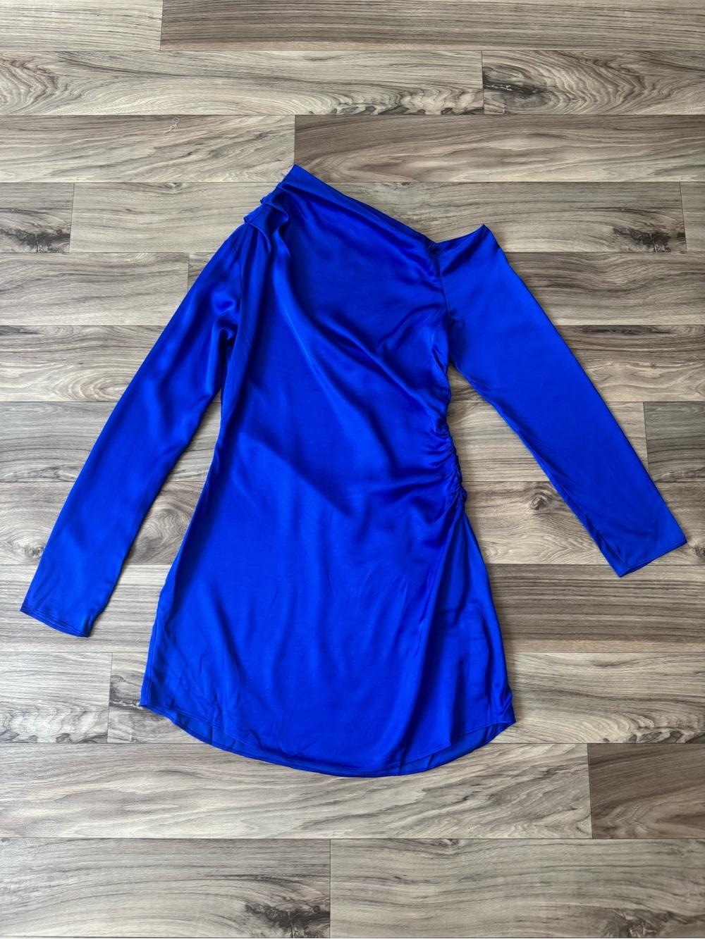 NWT A.L.C. Jamie Dress in Cyan Blue One Shoulder Mini Dress Long Sleeve Size 8